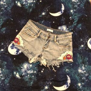 Boho Jean Shorts with Embroidery